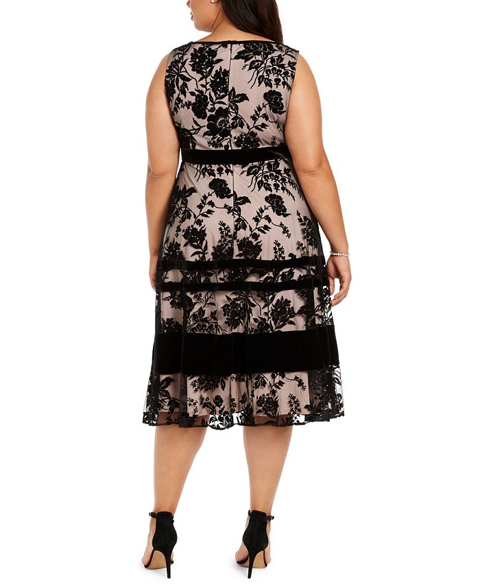 Taylor Plus Size Velvet-Flocked Midi Dress - Macy's