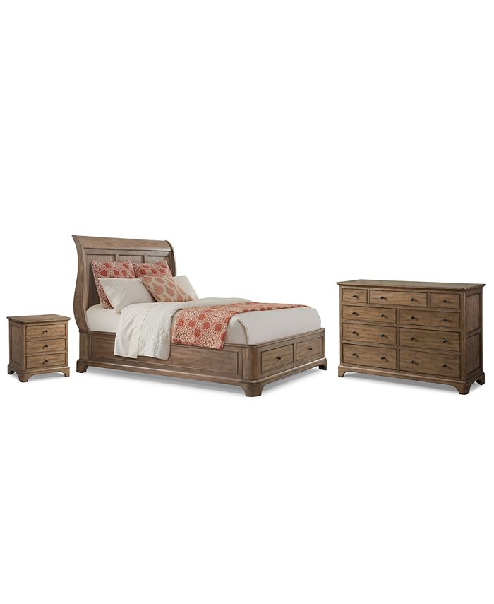 Furniture Gunnison Solid Wood Bedroom Furniture, 3Pc. Set (Queen Storage Bed, Nightstand
