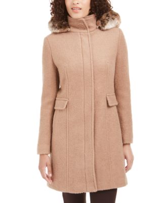 calvin klein faux fur walker coat