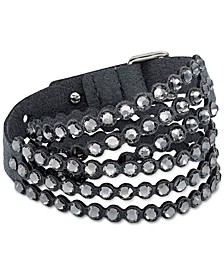 Silver-Tone Crystal & Fabric Wrap Bracelet