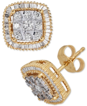 image of Diamond Cluster Halo Stud Earrings (1/2 ct. t.w.) in 14k Gold & White Gold