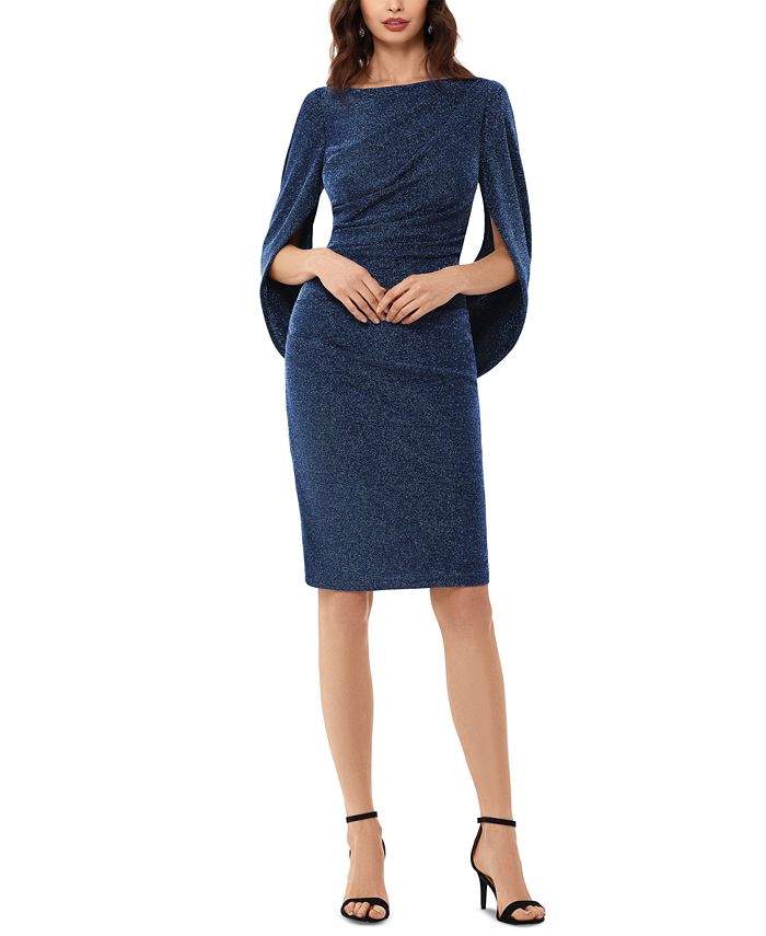 Betsy & Adam Metallic-Knit Draped Sheath Dress - Macy's