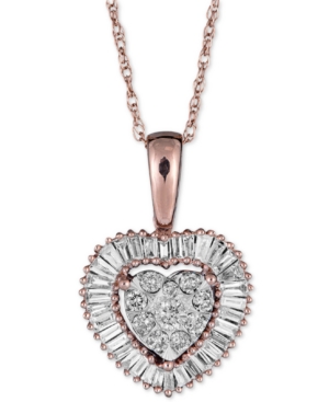 image of Diamond Cluster Halo Heart Pendant Necklace (1/3 ct t.w.), 16