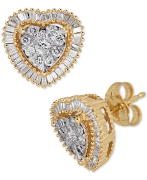 image of Diamond Heart Cluster Halo Stud Earrings (1/2 ct. t.w.)