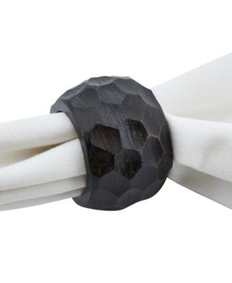 Mango Wood Napkin Ring with Chunky Design, Set of 4