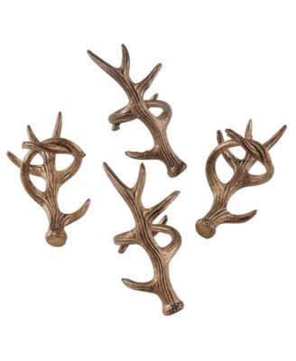 Rustic Napkin Ring With Antler Design, Set of 4