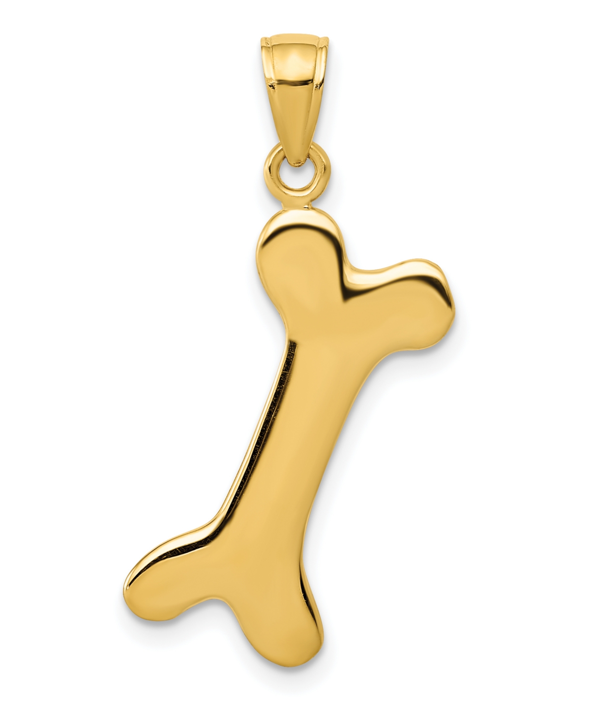 Dog Bone Charm in 14k Yellow Gold - Gold