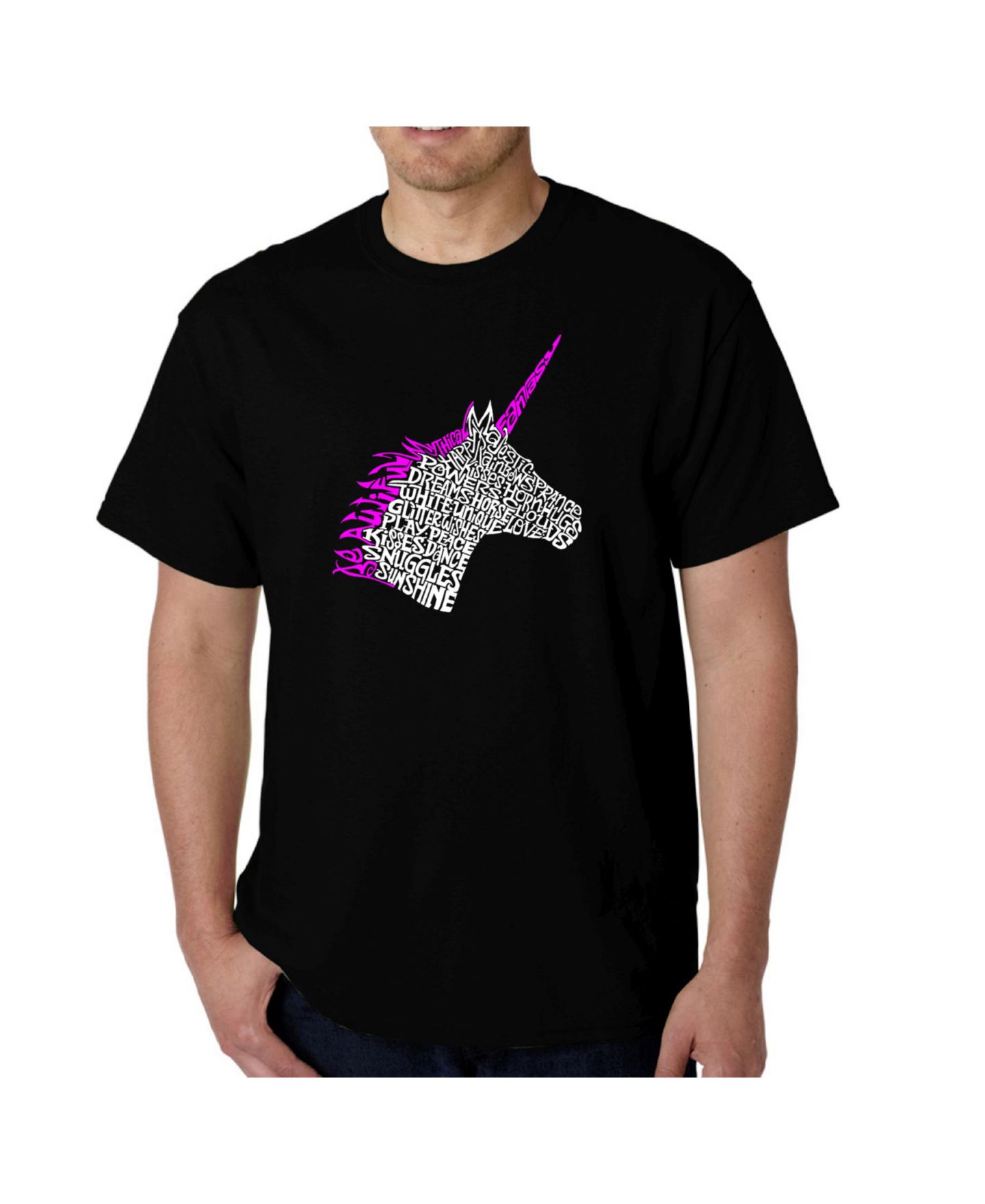 Мужская футболка LA Pop Art Word Art - Unicorn, цвет: Серый — фото 1
