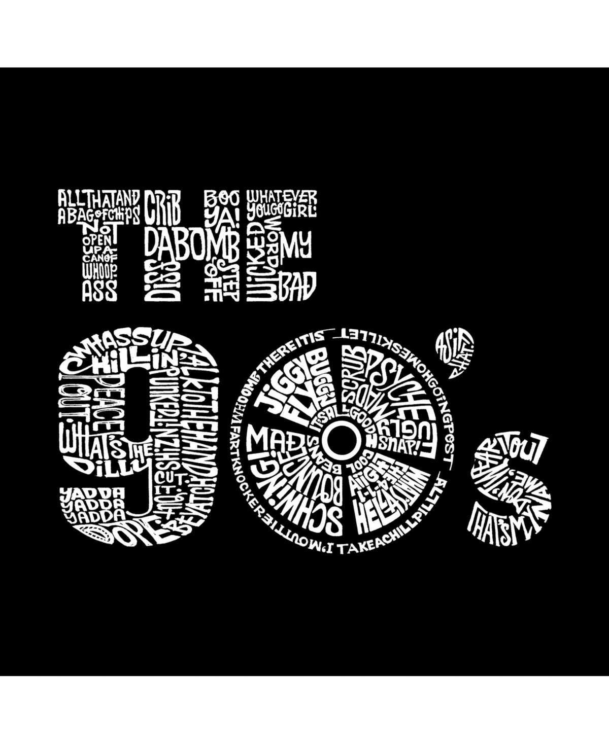 La Pop Art Men's Word Art Long Sleeve T-Shirt- The 90's