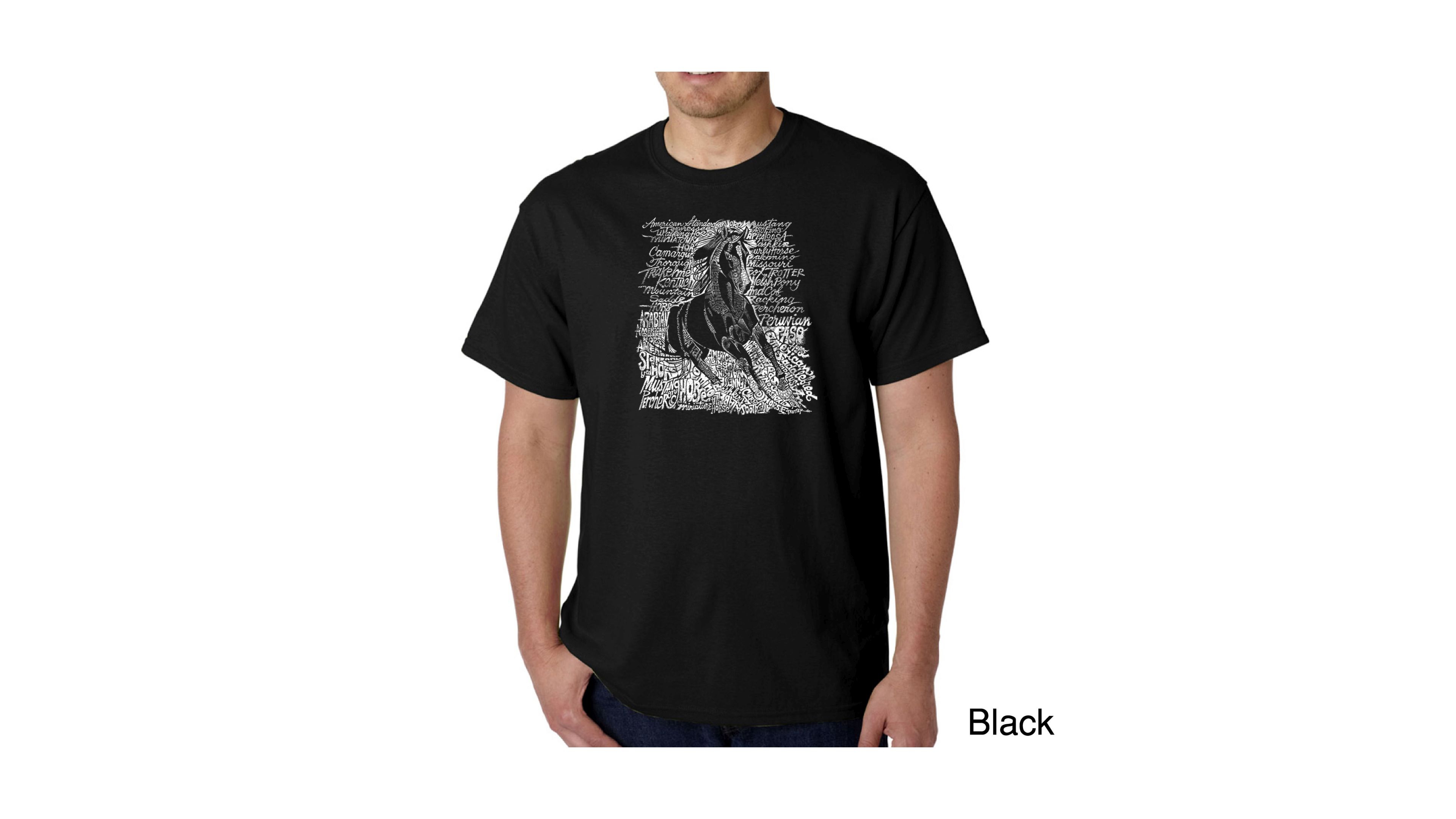 La Pop Art Men's Word T-Shirt - Horse Breeds