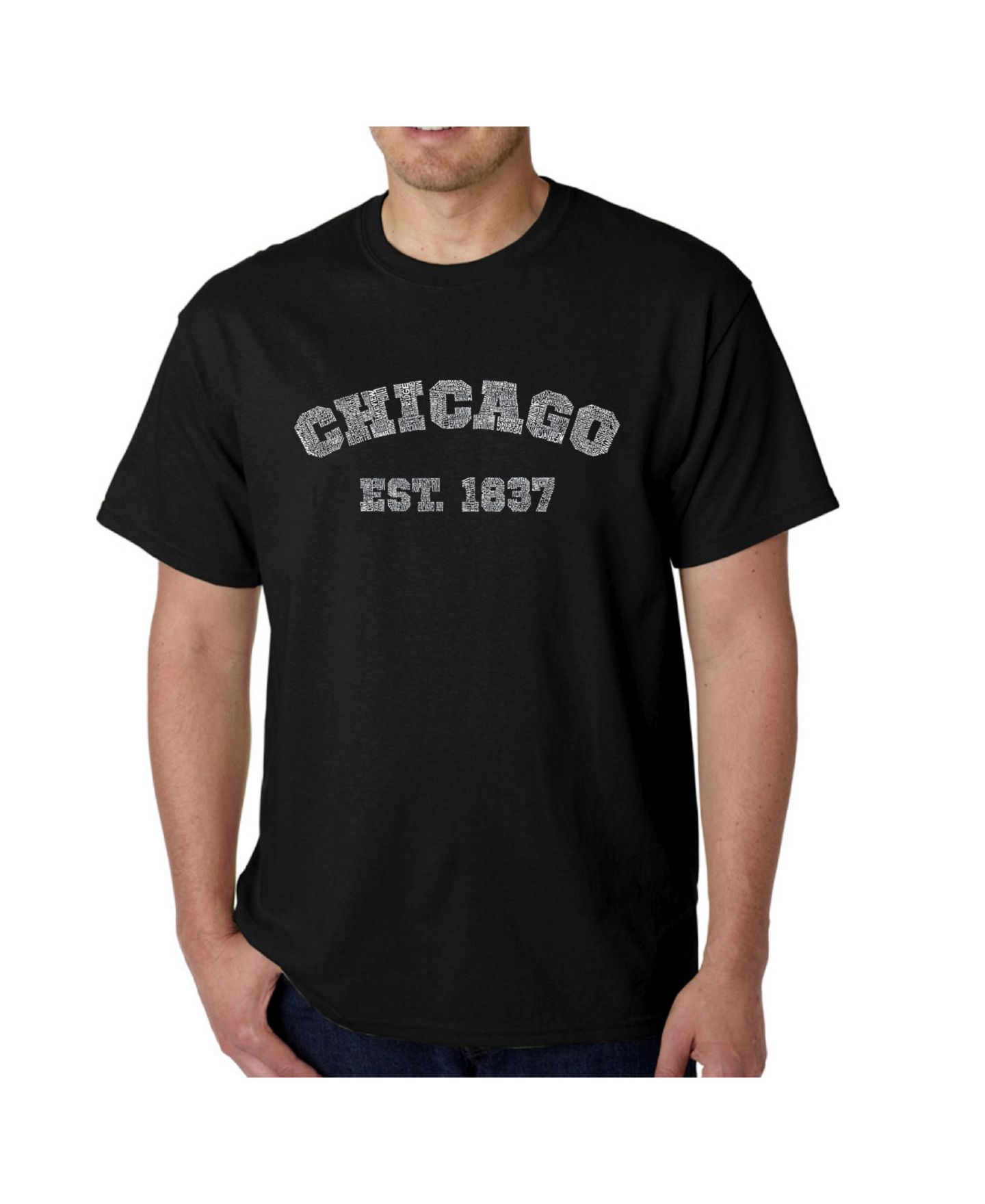 Мужская футболка LA Pop Art Word Art - Chicago 1837, цвет: Чёрный — фото 1