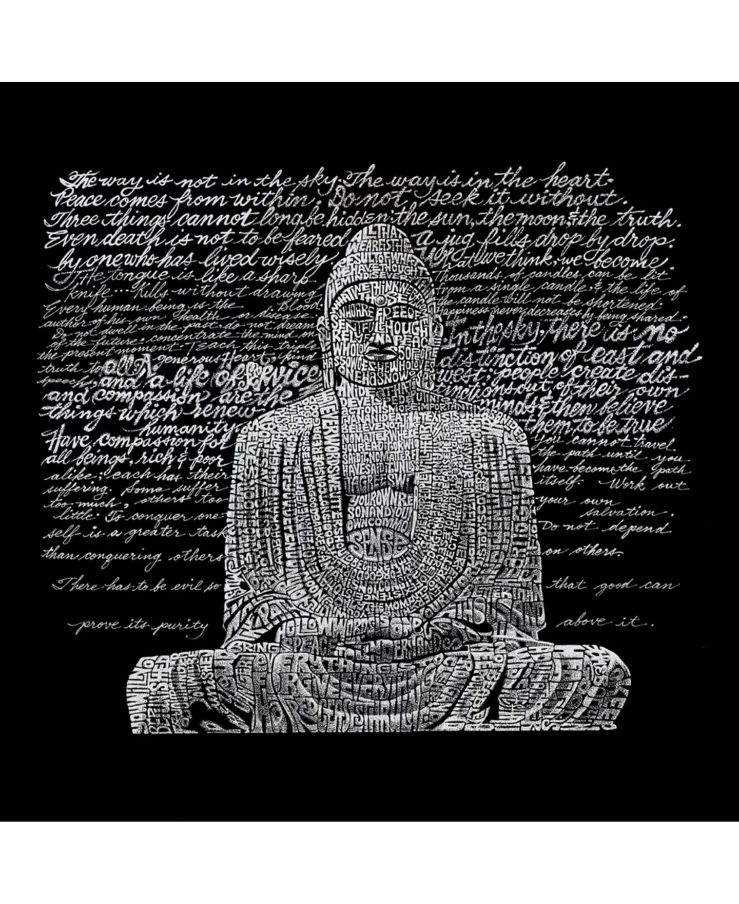 Мужская футболка LA Pop Art Cotton/Poly Blend Word Art - Zen Buddha, цвет: Чёрный — фото 2