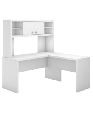 Kathy Ireland Office by Bush Furniture - Office by kathy ireland&reg; Echo L Shaped Desk with Hutch in Pure White