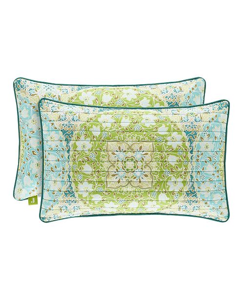 J Queen New York Avalon Green Quilted Boudoir Decorative Throw