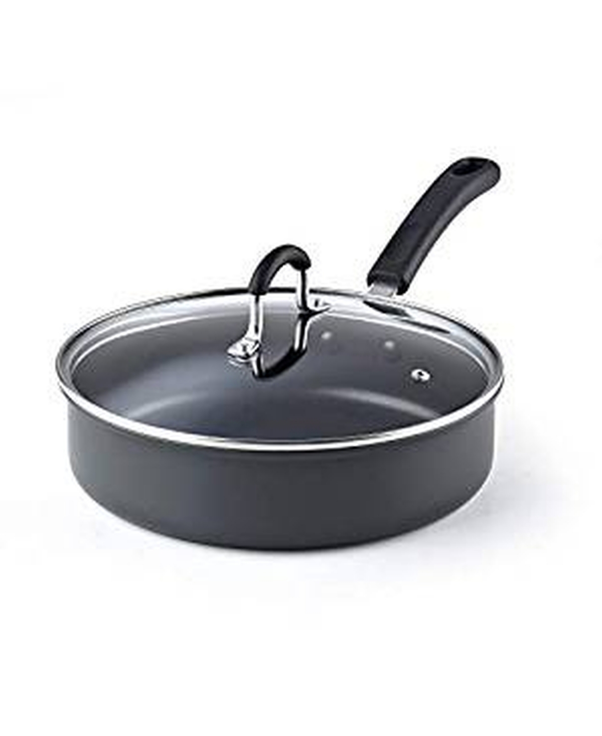 Cook N Home 3 Quart/24cm Anodized Nonstick Saute Pan, 3 Quarts,- Black