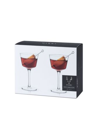 Raye Angled Crystal Nick & Nora Glasses Set of 2, 6 Oz