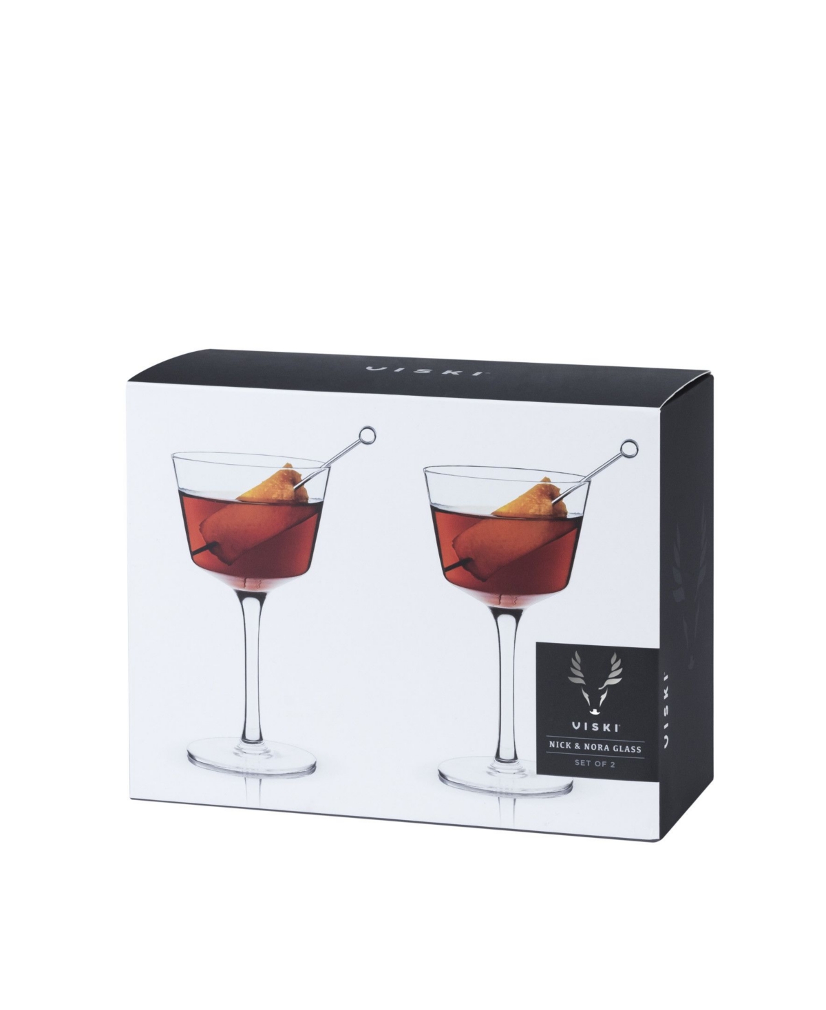 Viski Raye Angled Crystal Nick & Nora Glasses Set of 2,