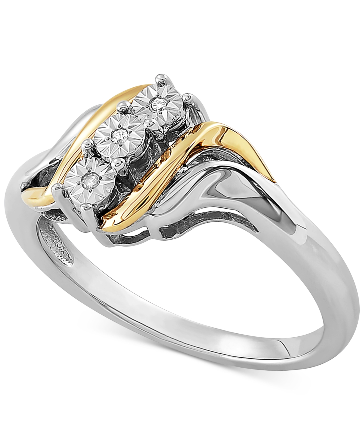 Macy's Diamond Accent Ring In 14k Gold And Sterling Silver In Gold,silver