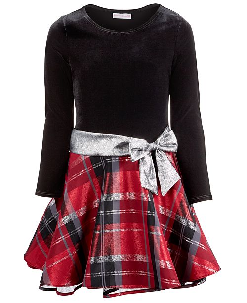 Bonnie Jean Big Girls Velvet Plaid Dress Reviews Kids Macy S