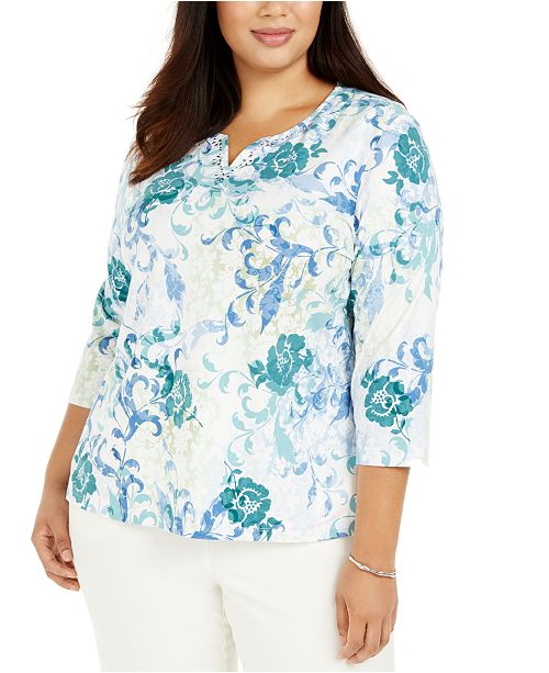 Alfred Dunner Plus Size Floral Print Top Reviews Tops Macy S