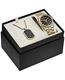 Men's Gold-Tone Stainless Steel & Crystal Bracelet Watch 42mm