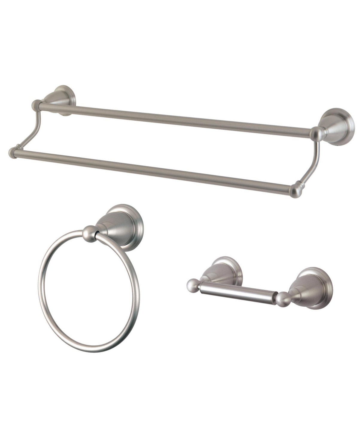 Kingston Brass Heritage 3-Pc. Dual Towel Bar Accessory Set in Brushed Nickel Bedding