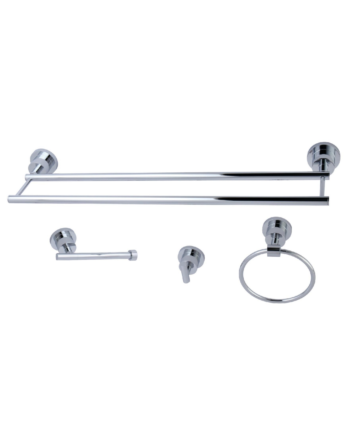 Kingston Brass Concord 4-Pc Dual Towel Bar Bathroom Accessories Set in Polished Chrome Bedding