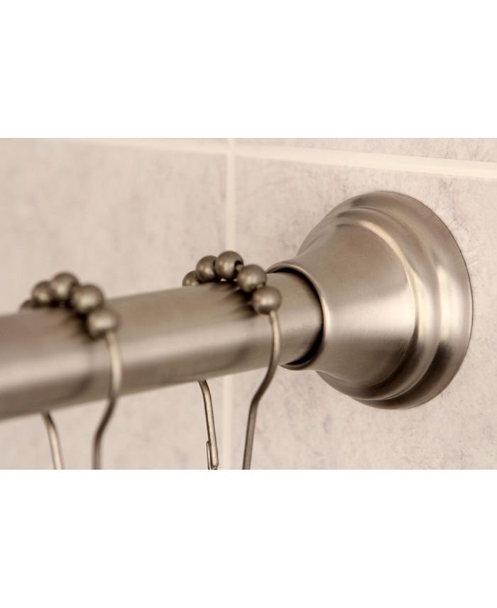 Kingston Brass Edenscape Straight Shower Curtain Rod with Shower Curtain Rings in Brushed Nickel