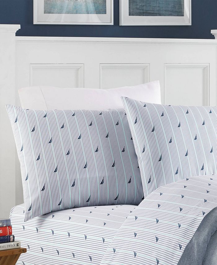 Nautica Audley Cotton Percale 3Piece Sheet Set, Twin Macy's