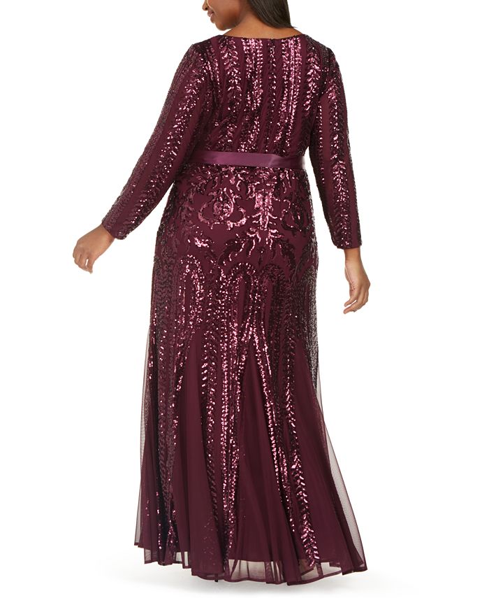 R & M Richards Plus Size Godet Sequin Gown & Reviews - Dresses - Plus ...