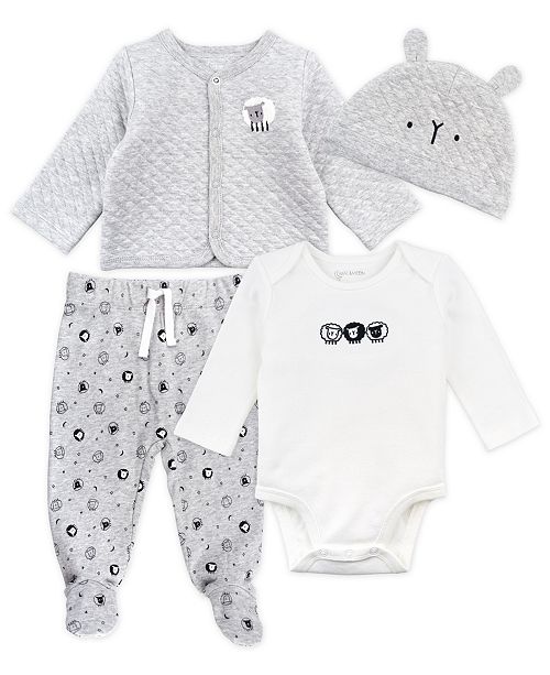 Mac Moon Baby Boy And Girl 4 Piece Footed Layette Set