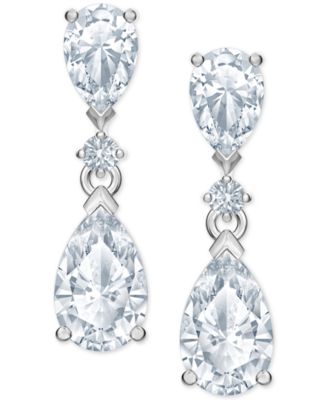 Swarovski - Silver-Tone Crystal Drop Earrings