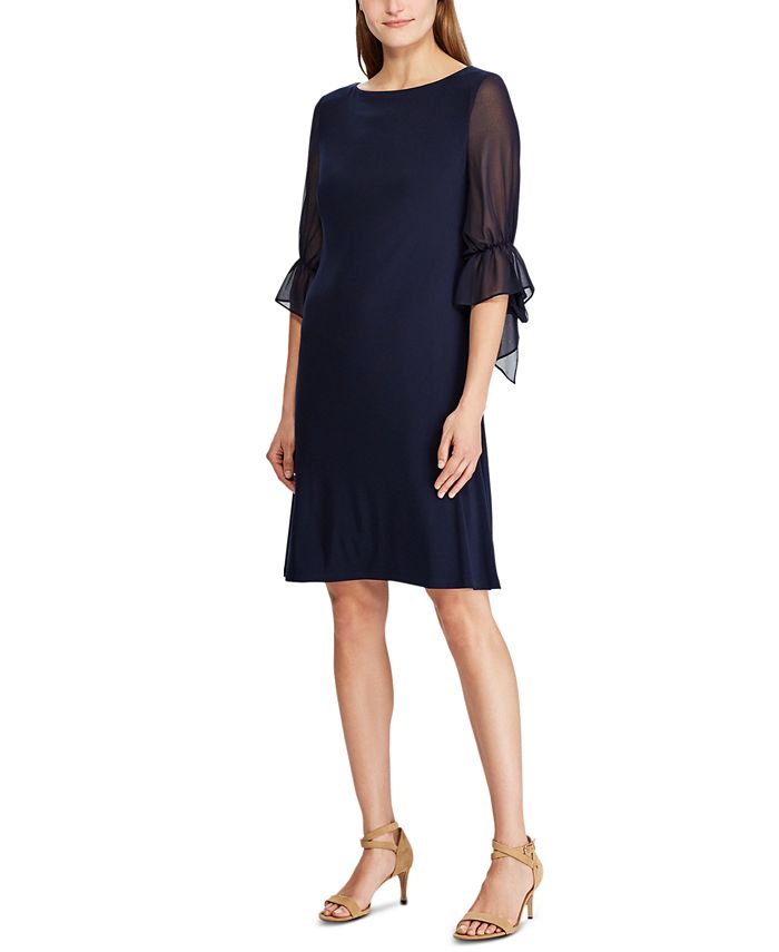 Lauren Ralph Lauren Ruffled Georgette-Sleeve Dress - Macy's