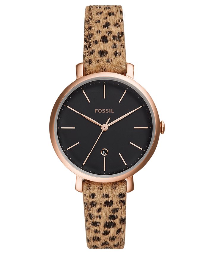 Fossil Women's Jacqueline Animal Print Hair Leather Strap Watch 36mm &  Reviews - Macy's