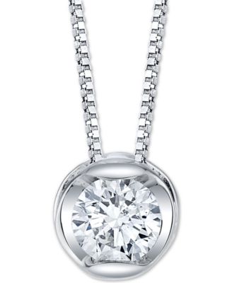 Macy's - Diamond Circular 18" Pendant Necklace (1/4 ct. t.w.) in 14k White Gold