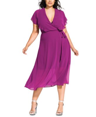 City Chic - Trendy Plus Size Faux-Wrap Dress