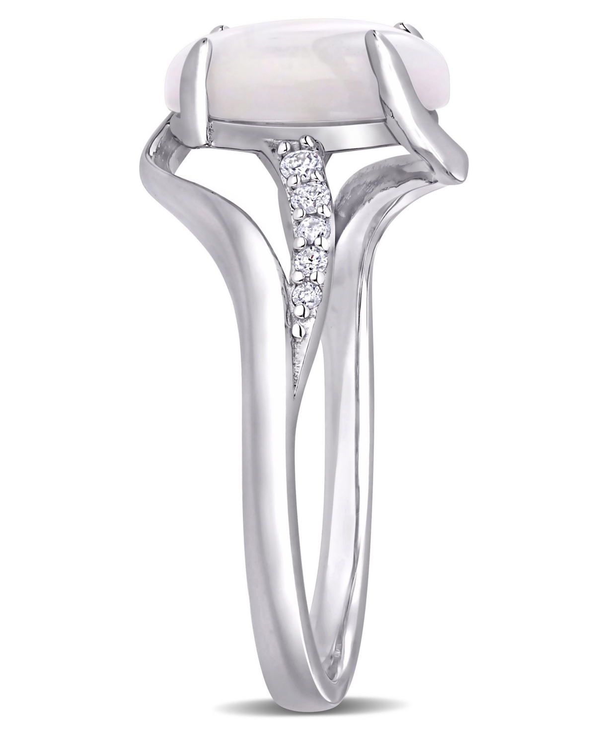 (1-5/8 ct. t.w.) and Diamond (1/10 ct. t.w.) Oval Twist Ring in Sterling Silver - Opal
