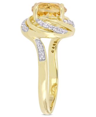 Citrine (1-4/5 ct. t.w.), White Topaz (1/7 ct. t.w.) and Diamond Accent Swirl Ring in 18k Yellow Gold Over Sterling Silver