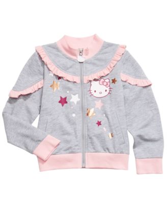 Hello Kitty - Toddler Girls Ruffle Trim Glitter Star Jacket