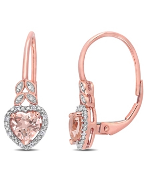image of Morganite (1 ct. t.w.) and Diamond Accent Heart Earrings in 10k Rose Gold