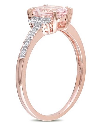 Macy's - Morganite (1-1/7 ct. t.w.) and Diamond (1/20 ct. t.w.) Ring in 18k Rose Gold Over Sterling Silver