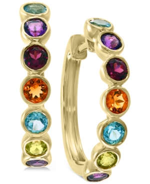 image of Effy Multi-Gemstone (1-5/8 ct. t.w.) Hoop Earrings in 14k Gold