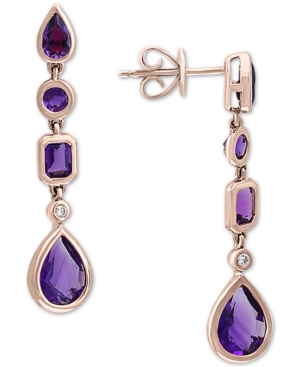 image of Effy Amethyst (2-5/8 ct. t.w.) & Diamond Accent Drop Earrings in 14k Rose Gold