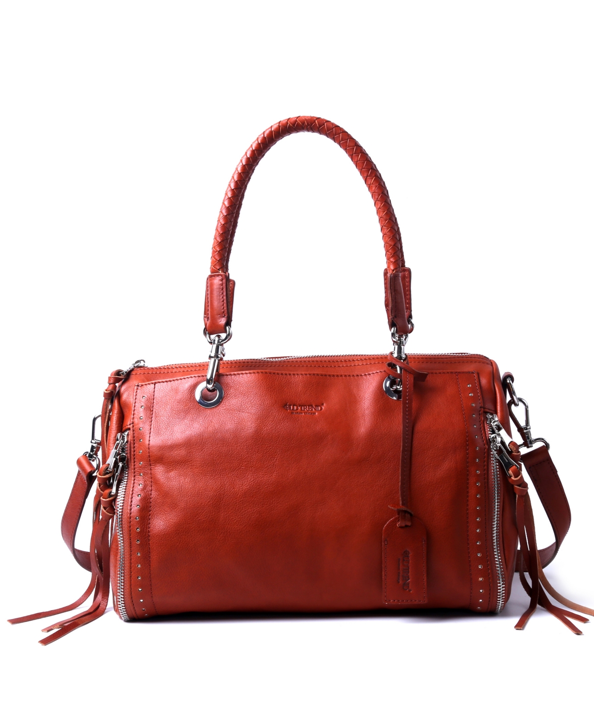 Women's Genuine Leather Lily Satchel Bag - Cognac