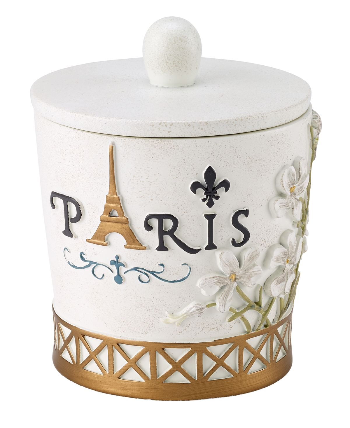 Paris Botanique Hand Painted Resin Covered Jar - Ivory