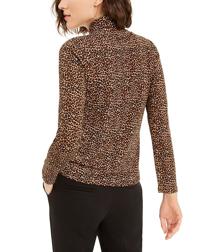 Bar III Animal Print Turtleneck Top, Created for Macy's Macy's