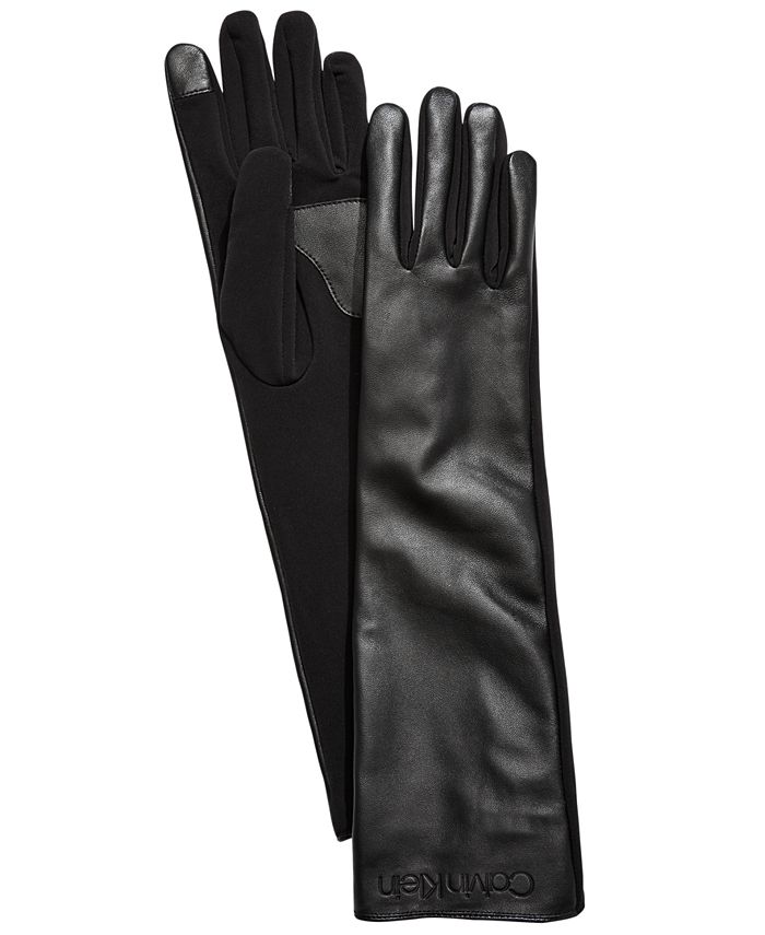 Calvin Klein Long Leather Gloves & Reviews - Handbags & Accessories - Macy's