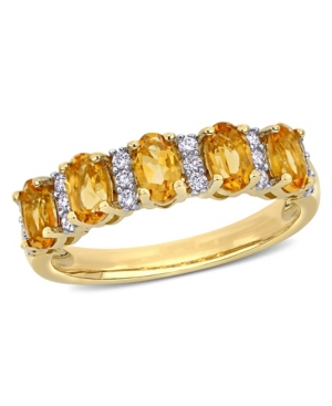 image of Citrine (1-1/6 ct. t.w.) and Diamond (1/6 ct. t.w.) Semi Eternity Ring in 14k Yellow Gold