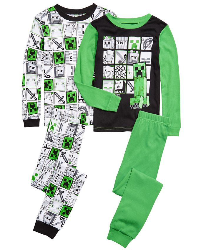 Minecraft Boys 4-Piece Cotton Pajama Set Pajama Set
