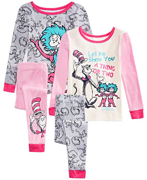 Dr Seuss Toddler Girls 4 Pc Cotton Pajama Set Reviews Pajamas